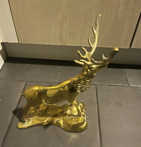 Brass stag deer figurine - brass,