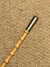 Antique Whangee Bamboo Show Cane / Swagger Stick - Nickel Silver Top