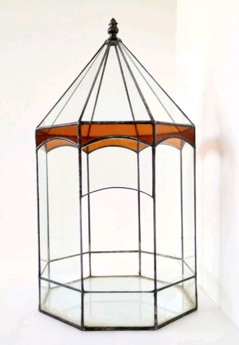 Large vintage terrarium leaded - large,