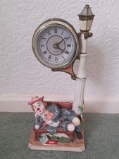 Clown On Bench With Street Lamp Clock Figure By The Juliana Collection - RARE 