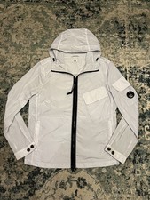CP Company Windbreaker Lens Badge Light Grey / White Zip Up Coat 