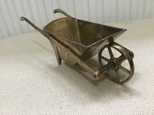 Vintage Antique Solid Brass Miniature Wheelbarrow Ornament 