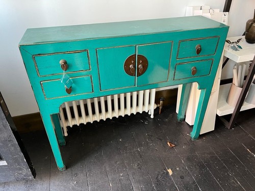 Chinoiserie teal console - chinoiserie, table
