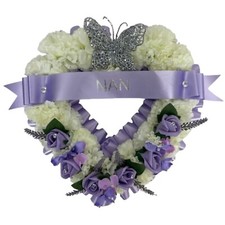 Funeral Flowers Wreath Open Heart Son  Memorial Grave Tribute blue Dad cemetery
