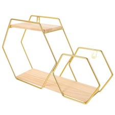  Hexagonal Storage Rack Vertical Wall Shelf Floating Shelves for Kitchen