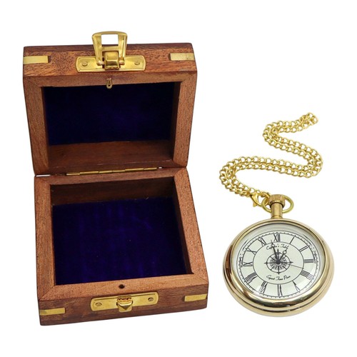 Navigator brass pocket watch - brass,