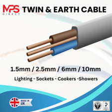 TWIN AND EARTH CABLE 1.5mm 2.5mm 6mm 10mm LIGHTING/SOCKET/COOKER WIRE WIRING