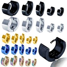 1 PAIR HOOP HINGED HOOP STAINLESS STEEL EARRINGS MEN MEN HUGGIE UNISEX