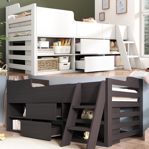 Kids bed mid sleeper wooden - sleeper,