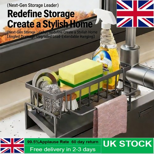 Grey sink caddy kitchen tidy - grey,