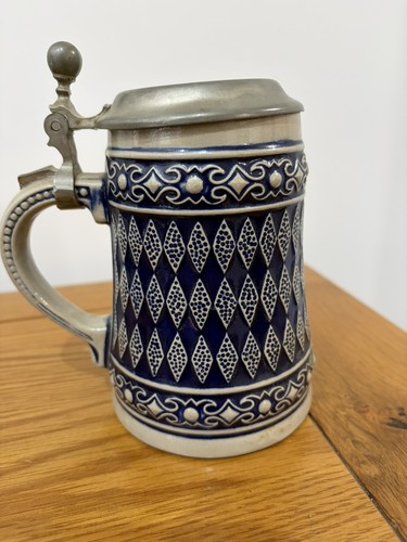 Beer stein tankard - with, pewter