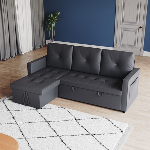 Grey shaped sofa - grey, 3
