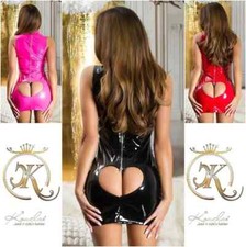 Koucla Sexy Latex Look Mini Dress bodycon Black Red Pink  UK 8 10 12 14