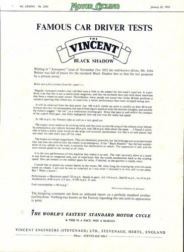 1953 advert for vincent - advert, black