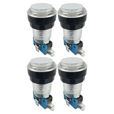 4 x White 5V LED T10 28mm Round Illuminated Arcade Push Buttons & Microswitches