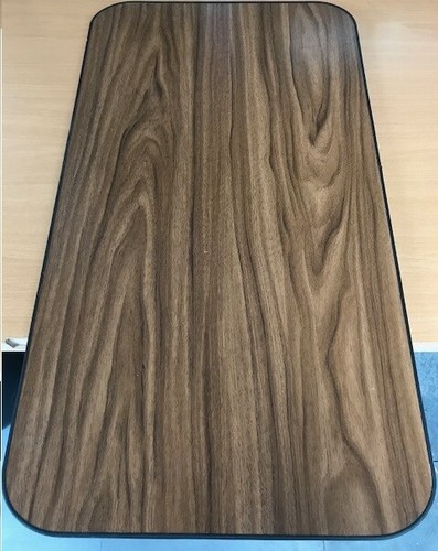 Walnut table black trim - table,