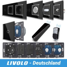 Livolo Glass Wireless Touch Light Switch Sockets Alternator in Black Chrome
