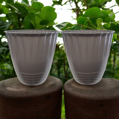 Large grey fluted - grey, plant