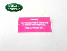 Land Rover Defender - Ex MOD Wolf Wheels Wheel Nut Torque Warning Plate & Rivets