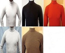 MEN'S POLO ROLL NECK GOOD LONG-SLEEVE COTTON TOPS