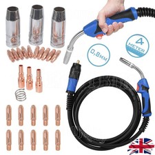 MB25 MIG WELDING TORCH 25AK LANCE BINZEL GUN EURO FIT GAS GASLESS 4m + TIPS SET