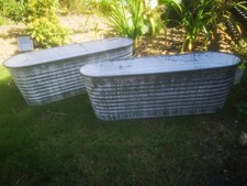New Pair Ribbed Trough Vintage Grey Zinc Galvanised Metal Garden Planter FlowerX