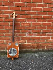Unique cigar box guitar, electric acoustic with paint lid resonator!