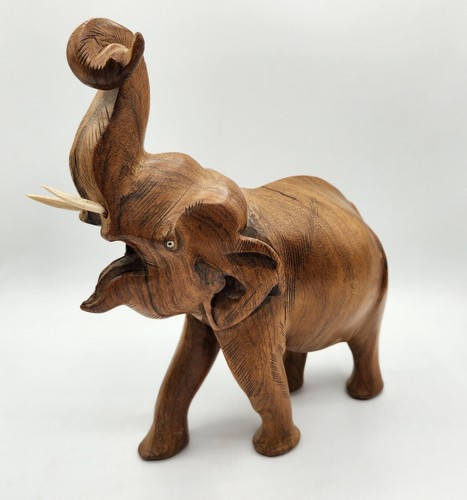 Carved wooden elephant - carved, large
