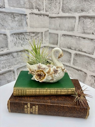Vintage ceramic swan planter - vintage,