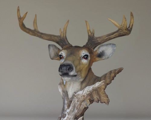 Deer head statues - deer, resin
