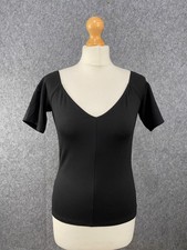 Reformation T Shirt Medium Top Black V Neck Stretch Short Sleeve Layering