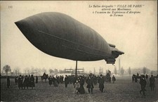 BLIMP DIRIGIBLE AIRSHIP Le Ballon Ville de Paris Antique Postcard