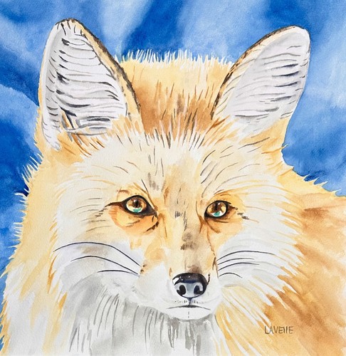 Fox watercolor painting - fox,