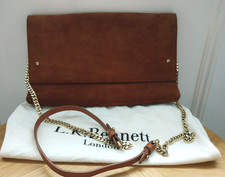 L.K.Bennett Madeline Tan Clutch Suede Shoulder Bag RRP £195 very good condition