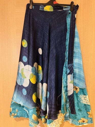 Long blue silk - silk, boho
