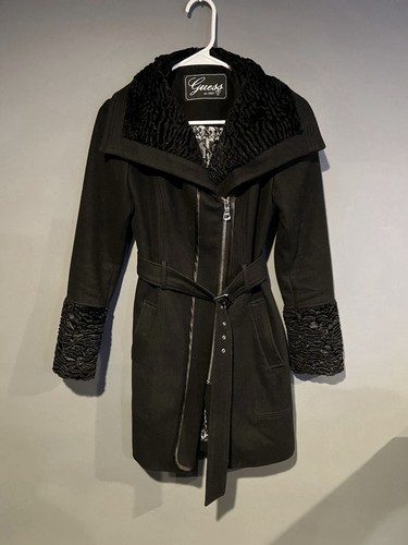 Guess wool blend belted - belted, coat