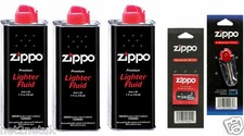 3 X Original Zippo Lighter Fuel Fluid Petrol   1 X Wick X 6 Flints UK SELLER