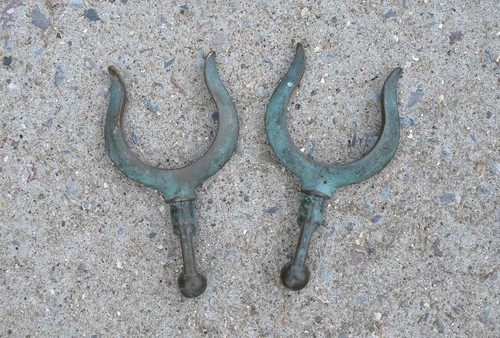 Pair brass bronze boat - of,