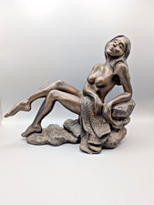 Leonardo Collection Bronze Effect Nude Figure Sitting On Rocks