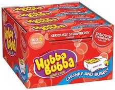 Wrigley's Hubba Bubba Seriously Strawberry Flavour Bubble Gum Chunky x 20