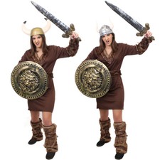 LADIES VIKING COSTUME MEDIEVAL WARRIOR FANCY DRESS OUTFIT CHOOSE ACCESSORIES
