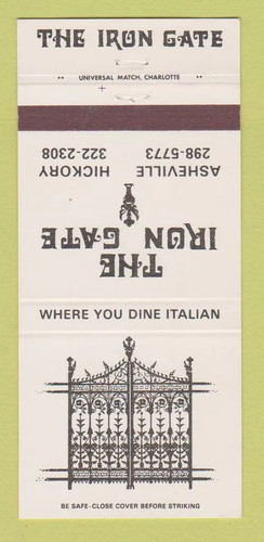 Matchbook cover the iron - -,