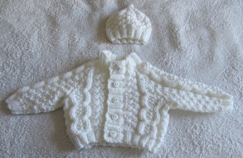 Hand knitted cable - , cardigan