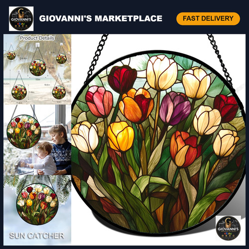 Stained glass tulip bouquet - stained,