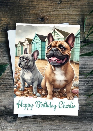 French bulldog card - french,