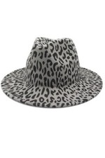 Grey Leopard Print Fedora Hat