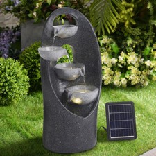 Outdoor Garden Water Feature Solar Powered Cascade Water Fountain With LED Light