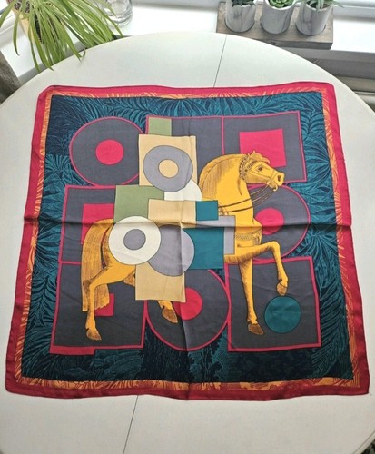 Pink blue horse print silk - pink,