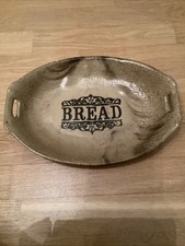 Vintage Moira Pottery Stoneware Oval Shaped Bread Dish Tray Platter Plate Handle