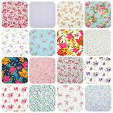 VINTAGE FLORAL FABRIC Pink Blue White Flower Rose POLYCOTTON MATERIAL Half Metre
